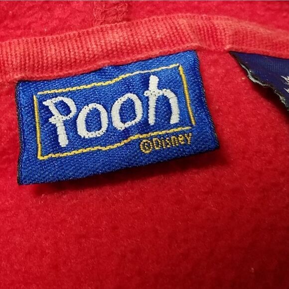 VINTAGE 90s Disney Winnie The Pooh Tigger Red Hooded Fleece Sweatshirt Medium - Picture 13 of 14